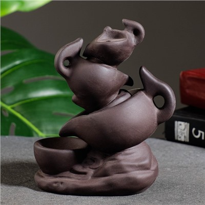 Подставка для благовоний TAKE IT EASY «Чайники», набор благовоний конусы, стелющийся дым, 14×11 см