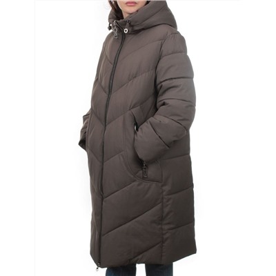 2413 GREY BROWN Пальто зимнее женское (200 гр. холлофайбер)