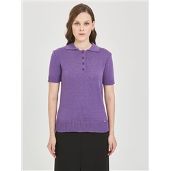 Футболка-поло вязаная фиолетового цвета