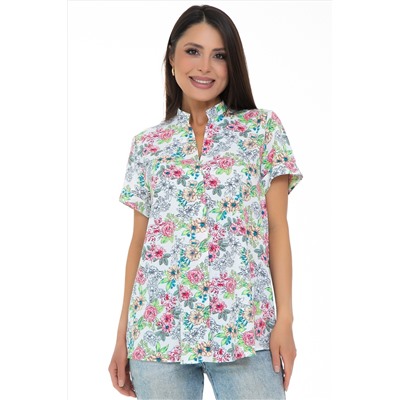 Блузка белая с цветочным принтом