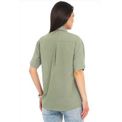 Рубашка льняная оливкового цвета