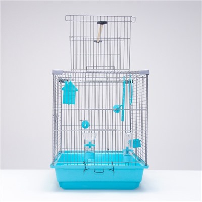 Клетка для птиц «Пижон» №104, разборная, 1 секция, 58×40×48 см, бирюзовая