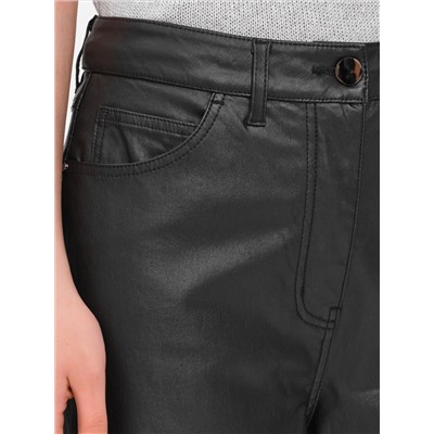 Брюки чёрные с покрытием под кожу