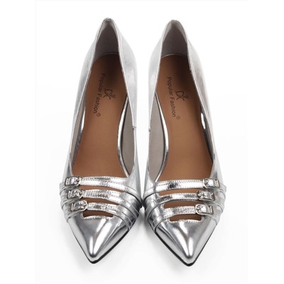 06-H57A-66C GREY/SILVER Туфли женские "Лодочки" (натуральная кожа)