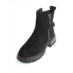04-M3-L865 BLACK Ботинки зимние женские (натуральная замша, натуральный мех)