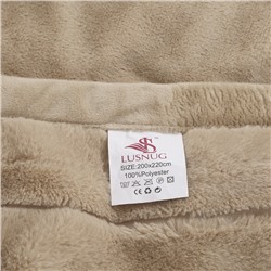 Плед пушистый Lusnug теплый мягкий Светло-бежевый 2019-C05 200x220