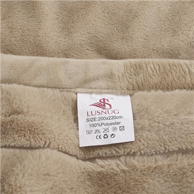 Плед пушистый Lusnug теплый мягкий Светло-бежевый 2019-C05 200x220