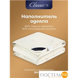 CLASSIC by T МЕРИНО Одеяло 175х200,1пр.,хлопок/меринос.шерсть/полиэф.вол.
