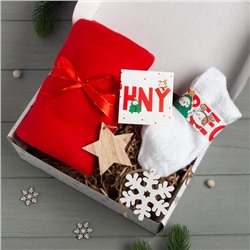 Набор подарочный новогодний «Этель»: плед, носки, 2 игрушки, открытка