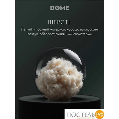 DOME ЙЕРК Плед сер. 140х200+10х2 см, 1 пр., 52% акрил, 48% шерсть, 350 г/м2