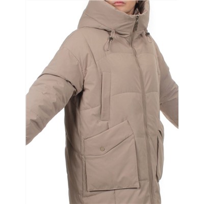 8819 DK. BEIGE Пальто зимнее женское (холлофайбер 200 гр.)