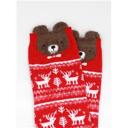 Носки НГ р.35-40 "Red christmas" Мишка