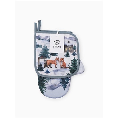 Кухонный набор «Этель» Forest animals: варежка-прихватка 20×27 см, прихватка 19×19 см