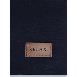 Шапка трикотажная детская формы лопата, нашивка RELAX + снуд, темно-синий