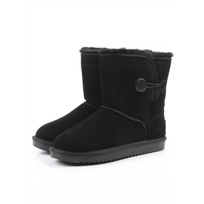 04-PAYH02-01Z BLACK  Угги женские (натуральная замша, 100% шерсть, натуральный мех)