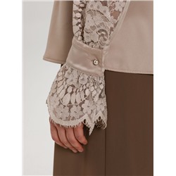 Блуза бежевая с кружевом