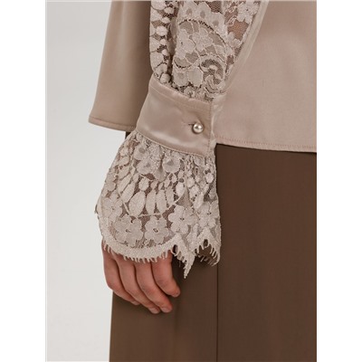 Блуза бежевая с кружевом