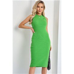 Платье-футляр трикотажное зелёное без рукавов