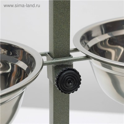 Подставка с мисками, 2×2 л, высота 50 см, разборная, зелёная