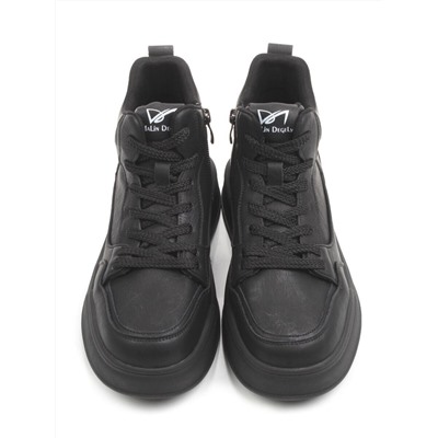 01-A324-4B BLACK Ботинки демисезонные женские (натуральная кожа)