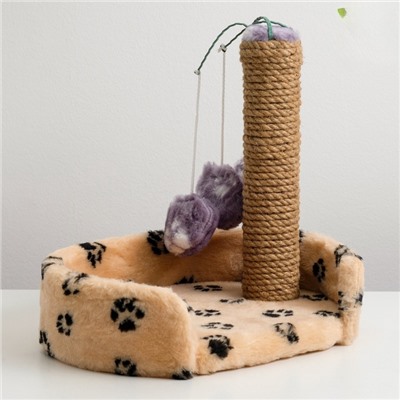 Лежанка с когтеточкой для котят, 34×26×34 см, джут, микс цветов