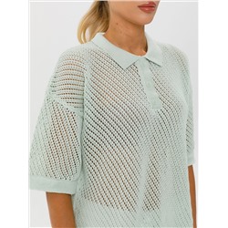 Блузка поло вязаная светло-зелёная
