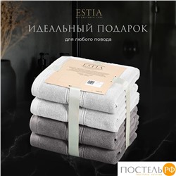 ESTIA МАРТОС бел/св-сер К-т полотенец 50х80-2/50х80-2, 100% хлопок, 500 г/м2