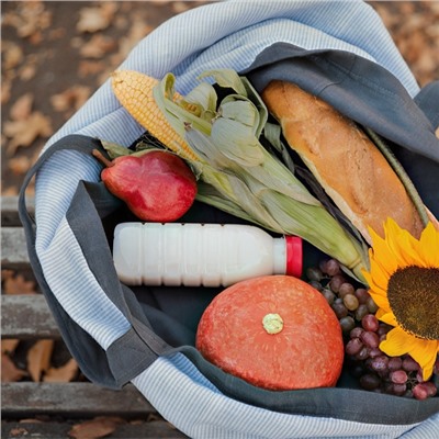 Сумка из льна двухсторонняя SL HOME Linear bag, 67×35 см, 50% лён, 50% хлопок, 180 г/м2