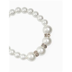 Браслет жемчуг «Невеста», бусины d=0.8+1.2 см, белый