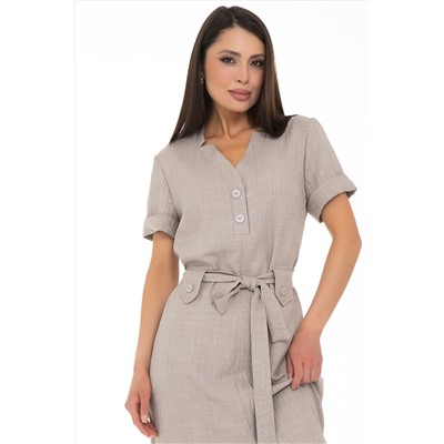 Платье бежевое с поясом