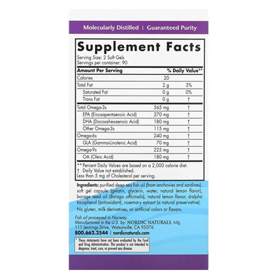 Nordic Naturals, Complete Omega, лимонный вкус, 1000 мг, 180 гелевых капсул
