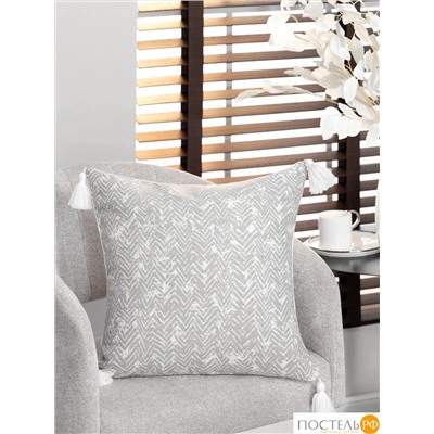ESTIA ЕВА экрю/сер. Декоративная подушка 45x45, 1пр, 60% полиэстер, 35% хлопок, 5% лён