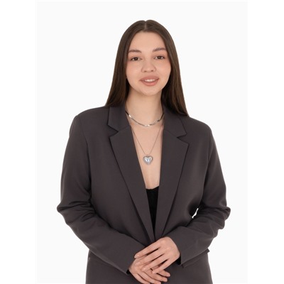 Кулон «Сердце» два ряда, серебряный в серебре, 45 см