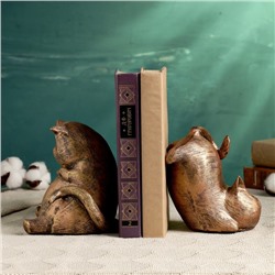 Держатель - подставка для книг «Два кота», набор 2 шт., под бронзу, 14 см