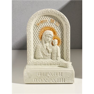 Икона настольная с подставкой под свечу «Божья Матерь», гипс, роспись, 18×13×7 см