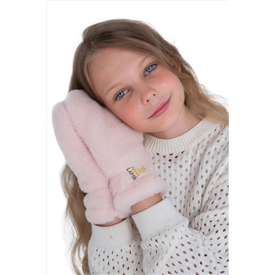 Варежки детские меховые пудра