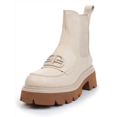 01-CD18-3 BEIGE Ботинки-Челси демисезонные женские (натуральная кожа, байка)