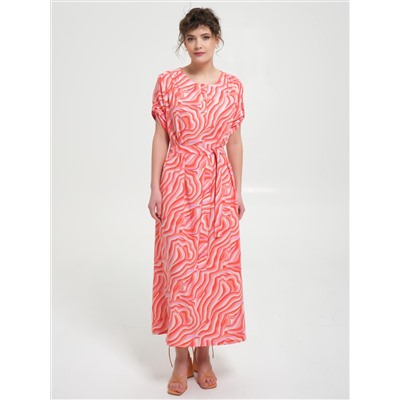 Платье коралловое с разрезами по бокам