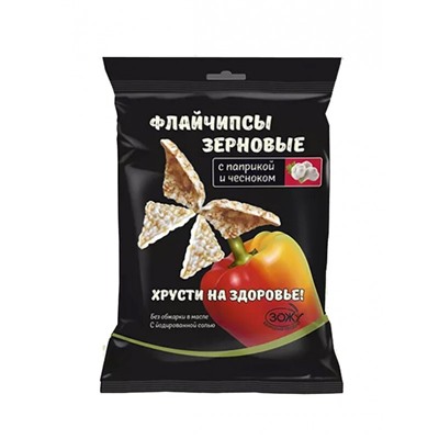 Флайчипсы зерновые с паприкой и чесноком, 40 гр