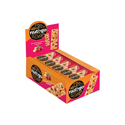 «Nut&Go», батончик с арахисом и клюквой, 42 г (упаковка 18 шт)