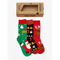 Носки НГ комплект 3 пары, р.40-45 "Happy NY"