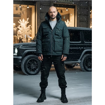 Куртка - жилетка трансформер с подогревом 2 в 1 мужская зимняя темно-синего цвета 6668TS