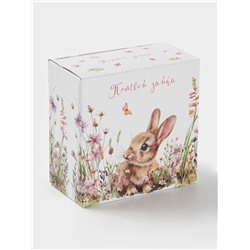 Чайная пара Доляна «Зайка», 2 предмета: чашка 250 мл, блюдце d=15 см, фарфор, белая