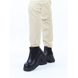 01-H23B-40A BLACK Ботинки демисезонные женские (натуральная кожа, байка)