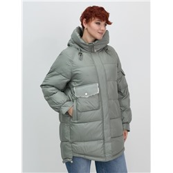 Куртка зимняя женская с капюшоном модная зеленого цвета 7341Z