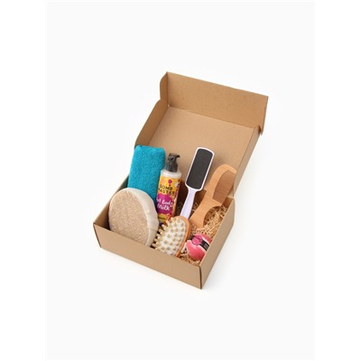 Набор подарочный «Этель», полотенце 30×60 см, мочалка, массажёр