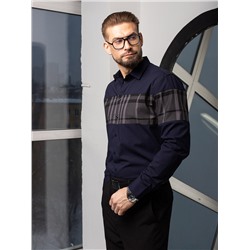 011J Мужская рубашка JenTa темно-синий