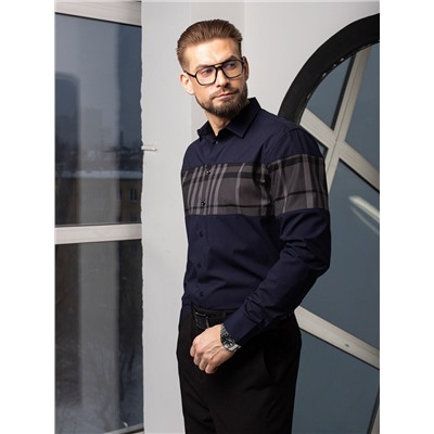 011J Мужская рубашка JenTa темно-синий