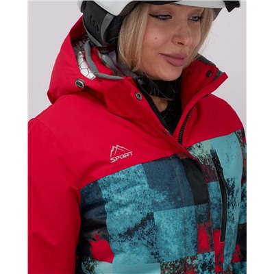 Горнолыжный костюм женский зимний красного цвета 02395Kr