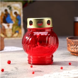 Поминальная свеча парафиновая в стеклянном подсвечнике «Лампада», красный